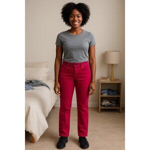 St John’s Bay Women’s Corduroy Pants Size 2 Festival Fuchsia Straight Leg NWT